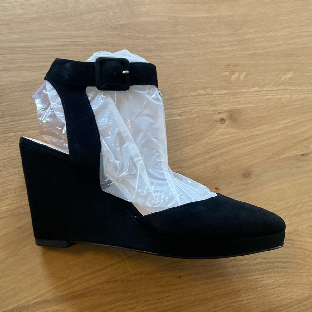 OBO! New Nine West Black Suede Wedge Heels, Size 9